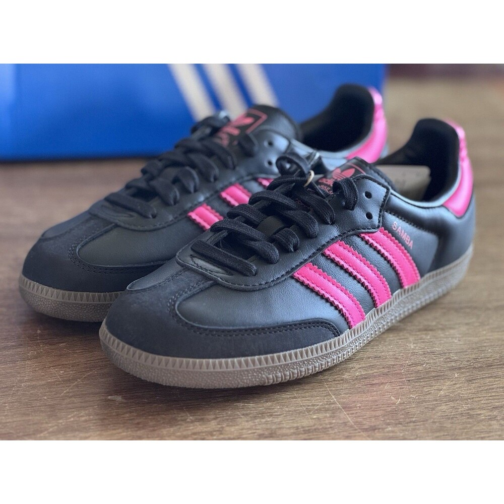 Women’s Size 6.5 adidas Samba OG Core Black Lucid Pink Gum JS1386 NIB